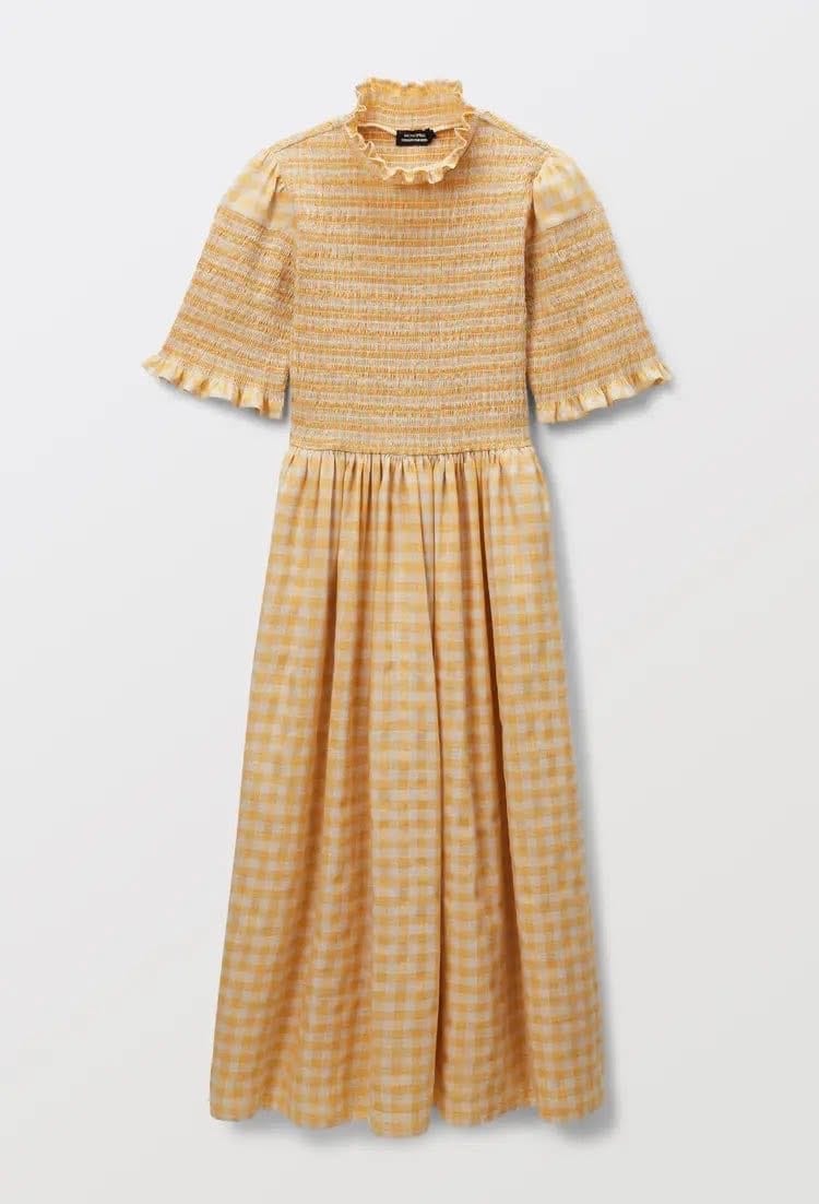 Robe longue vichy jaune smocks Monoprix taille 34/36 · Monoprix · taille XS · Robe · à louer - photo 2